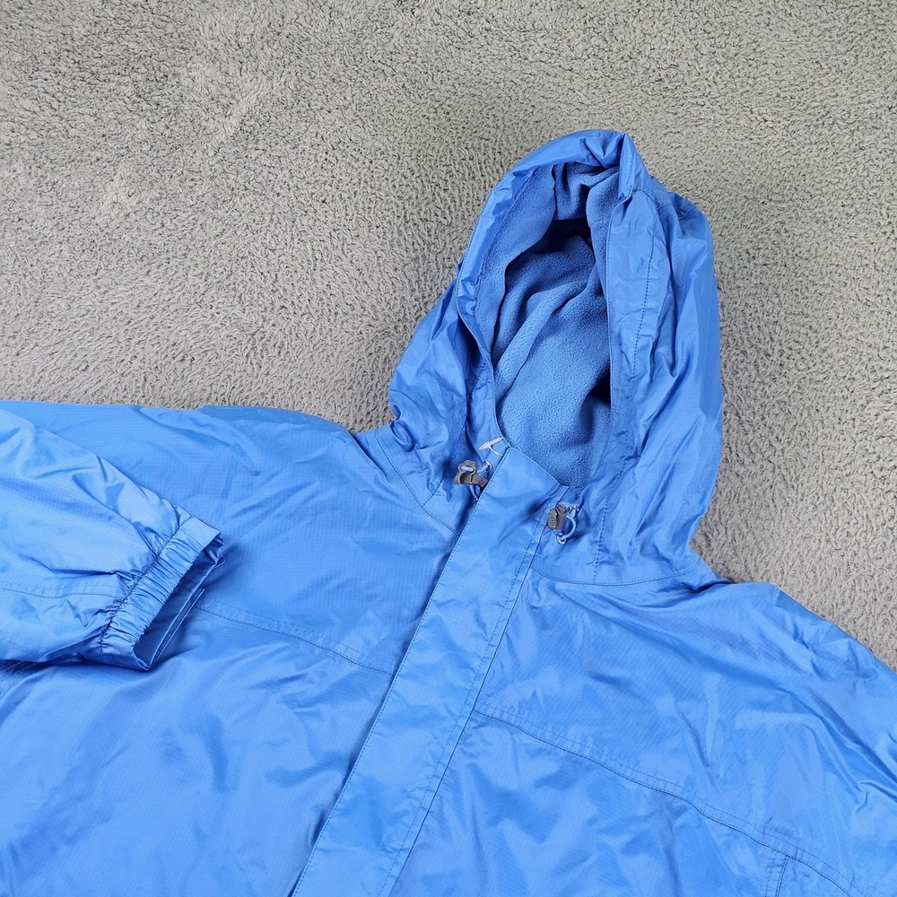 Lands' End Jacket Mens Large Blue Hooded Fleece Lined Nylon Windbreaker Coat